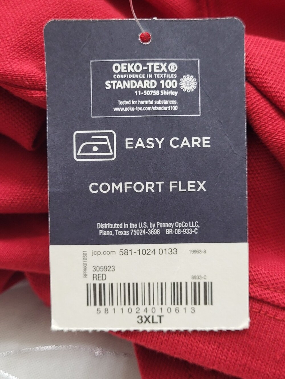 St. John's Bay Men's Short Sleeve Red Premium Polo Comfort Flex Size 3 XLT - Picture 7 of 8
